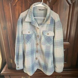 Women's Plaid Jacket in Blue and Gray